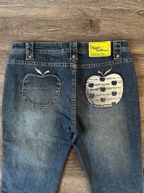 Y2K Apple Bottoms Jeans Womens Straight Leg Dark Wash Apple Pockets 9